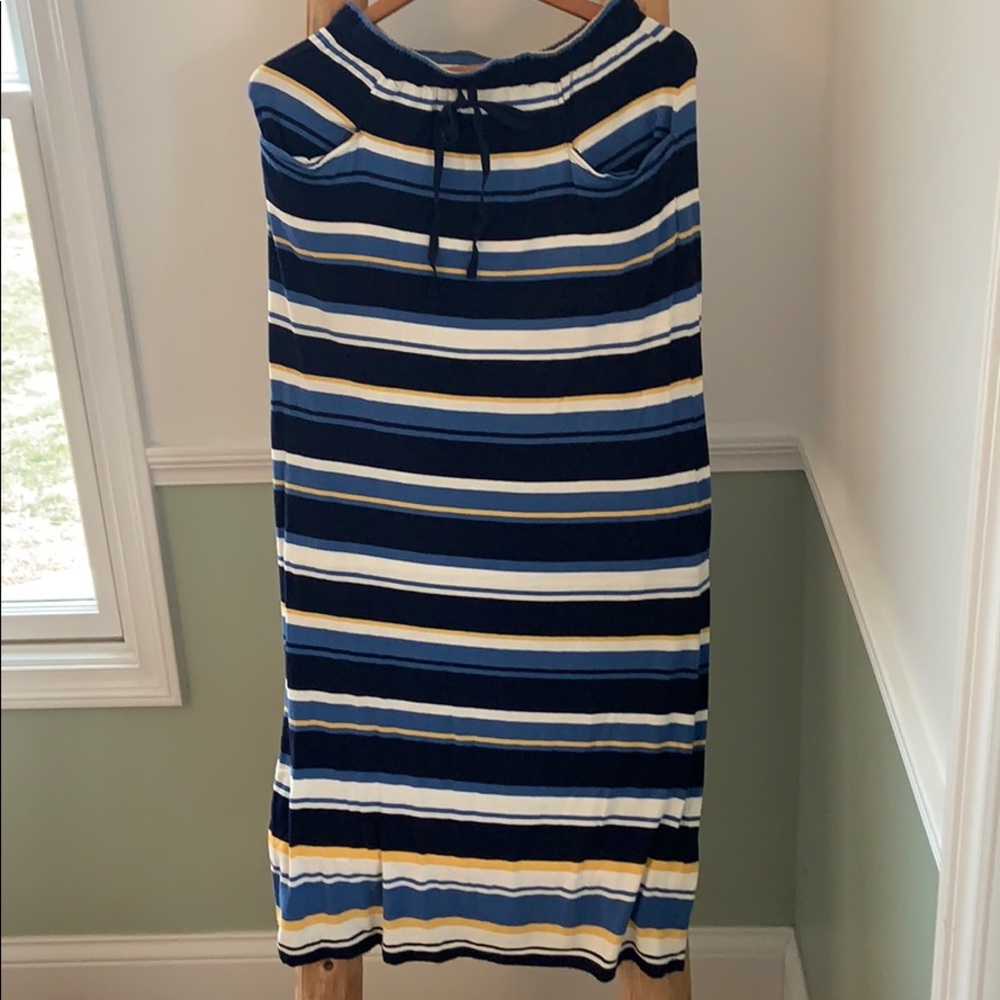 Blue striped maxi skirt with pockets!
